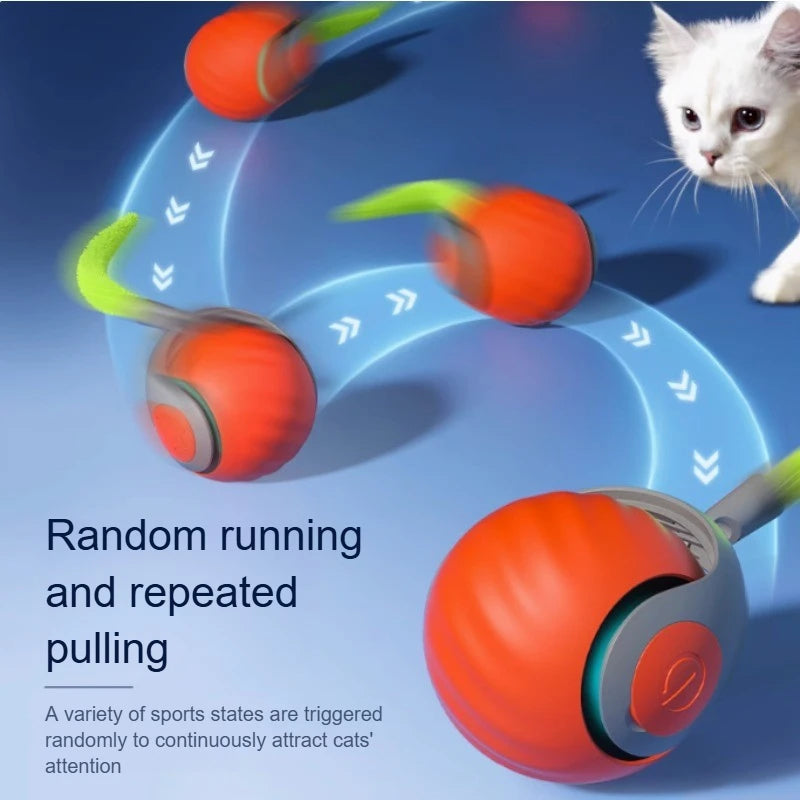 Ortesinterer interaktiver Rollspielzeug-Katze in Bewegung vor blauem Hintergrund.