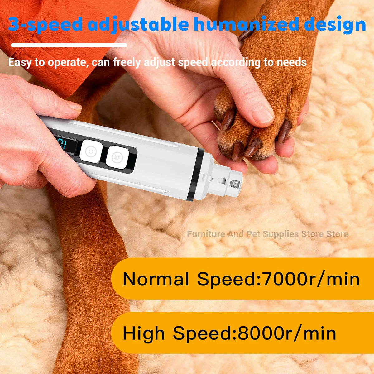Rechargeable Pet Nail Grinder with LED Light