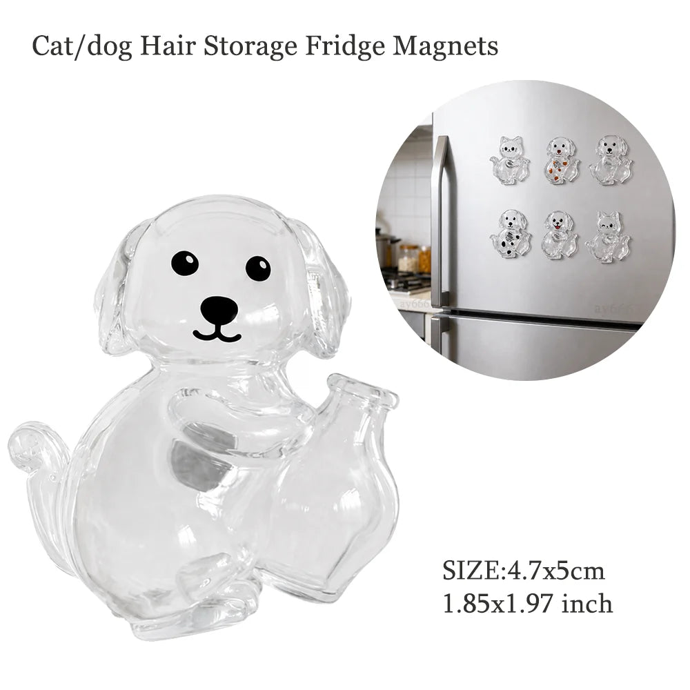 Clear silicone cat or dog figurine magnets for fridge storage
