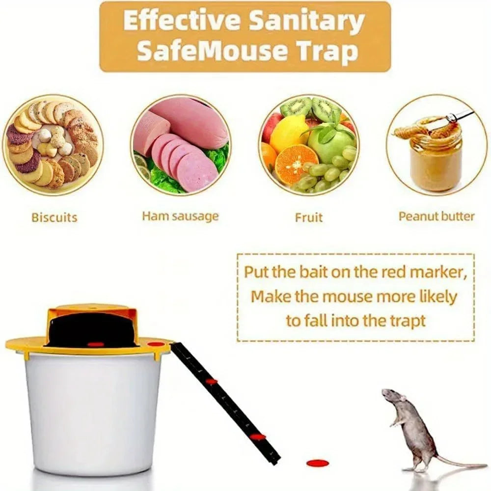 Automatic Multi-Catch Mouse Trap Bucket Lid - Flip & Slide Design