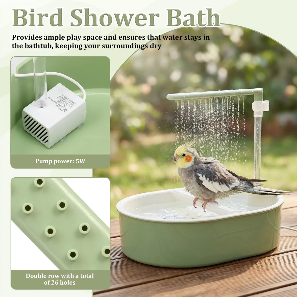 Electric Circulating Bird Bath with Adjustable Water Flow