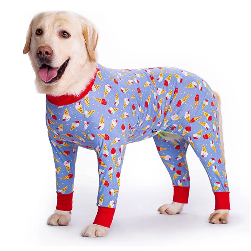 Cartoon Print Cotton Pajamas for Medium and Large Dogs