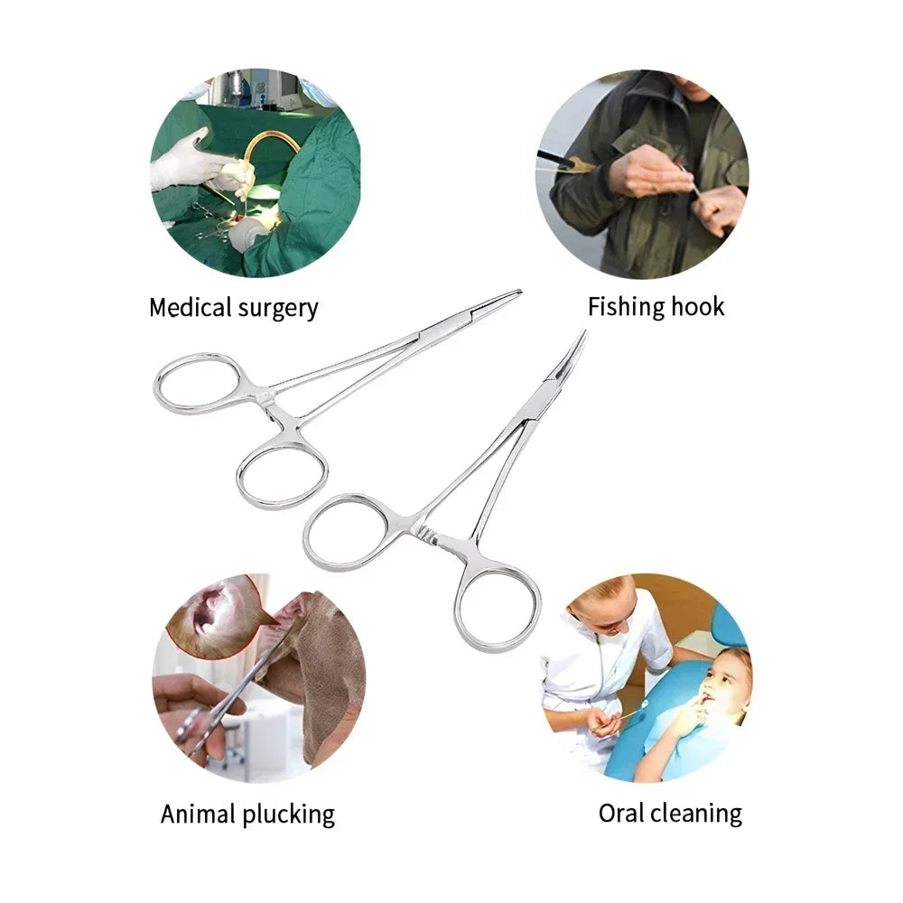 Stainless Steel Pet Grooming Tweezers with Curved Tip