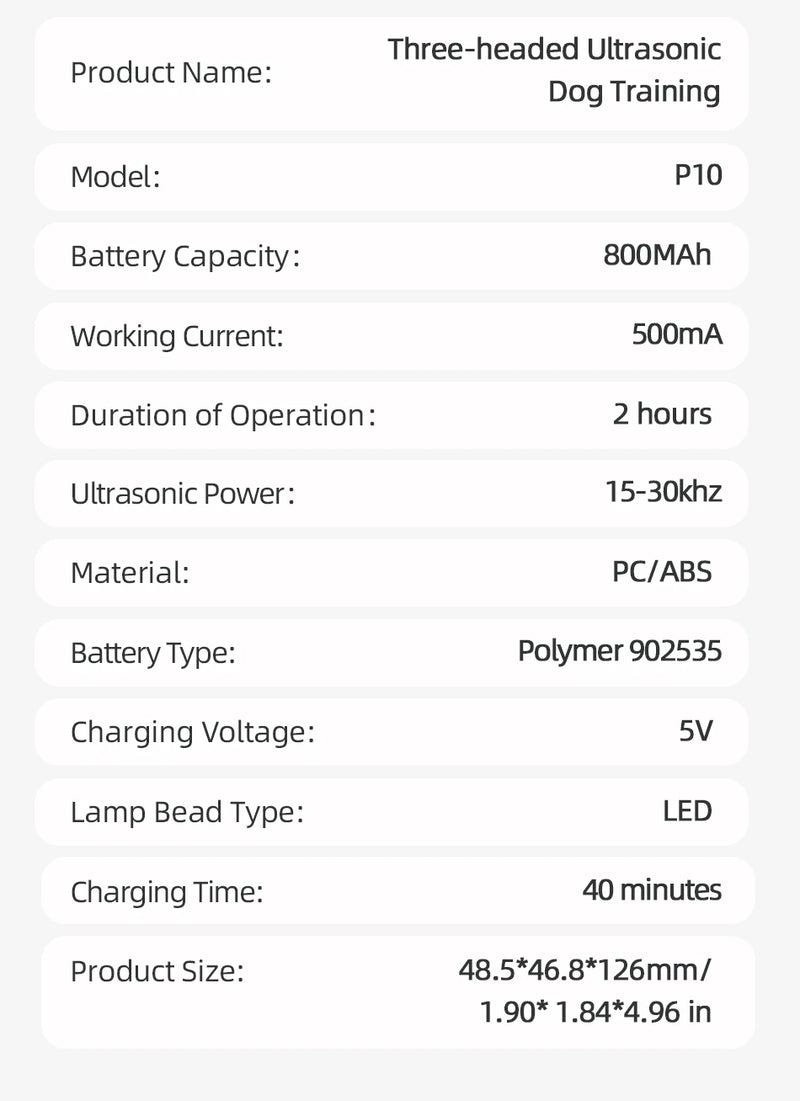 ROJECO Three-Head Ultrasonic Dog Training Device