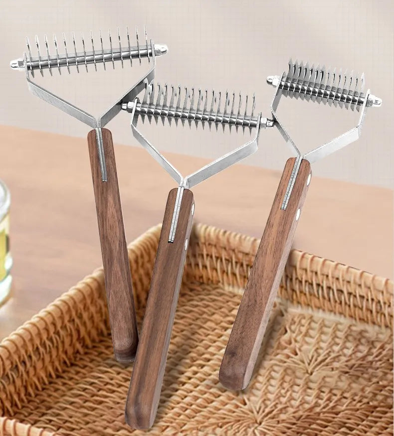 Double-Sided Wooden Pet Grooming Comb