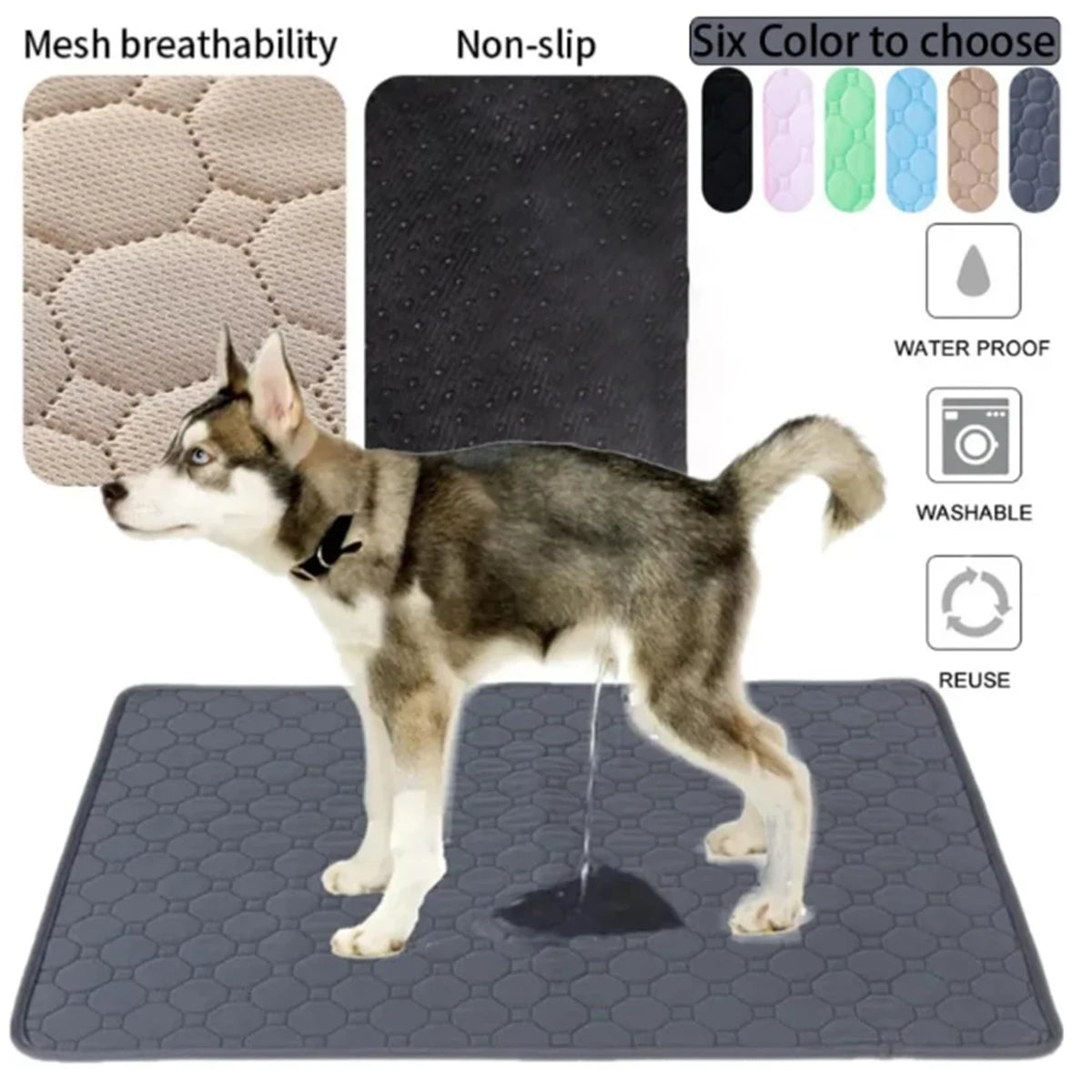 Reusable Washable Dog Pee Pad - Waterproof Absorbent Training Mat