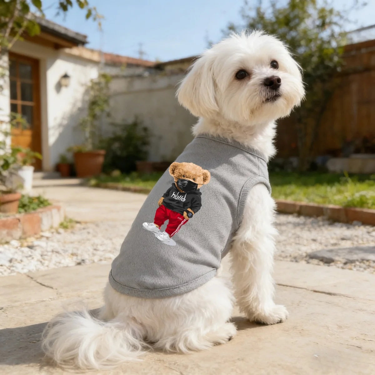 Printed Sleeveless Pet Vest for Cats and Dogs