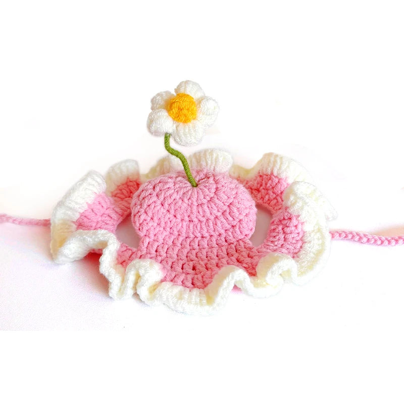 Cute Adjustable Cat Hat with Flowers for Cats and Small Dogs