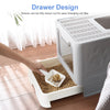 Foldable Cat Litter Box with Front Entry, Top Exit, and Drawer Tray