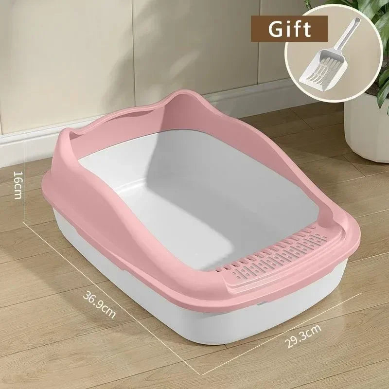 Arenero compacto de bordes altos para gatos