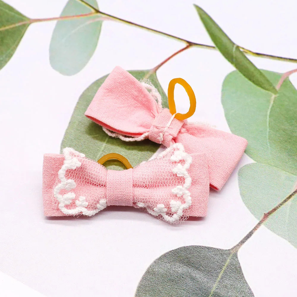 Pink Bow Hair Clips for Small Dogs - Pet Grooming Accessories (10 Pack)