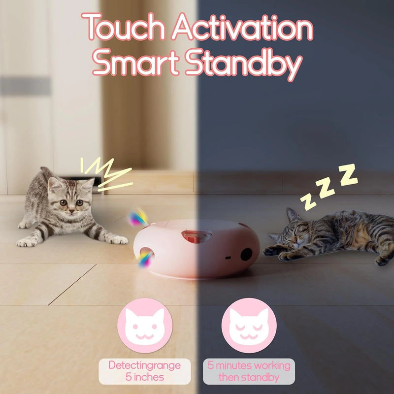 Jouet interactif intelligent pour chat avec plumes mobiles