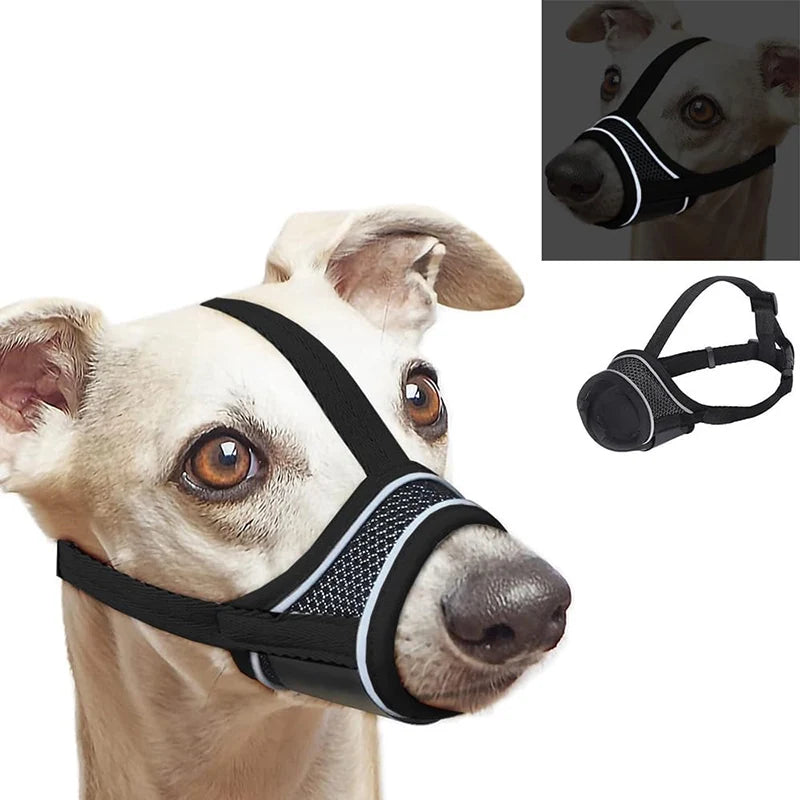 Adjustable Breathable Mesh Dog Muzzle with Reflective Strip