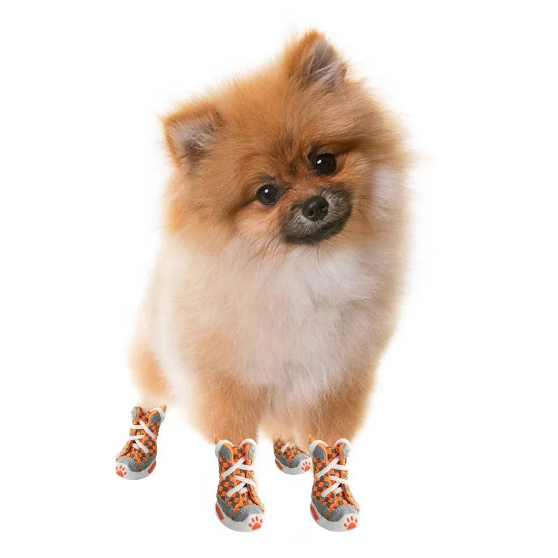 Corduroy Anti-Drop Breathable Dog Shoes for Small Puppies (Set of 4)
