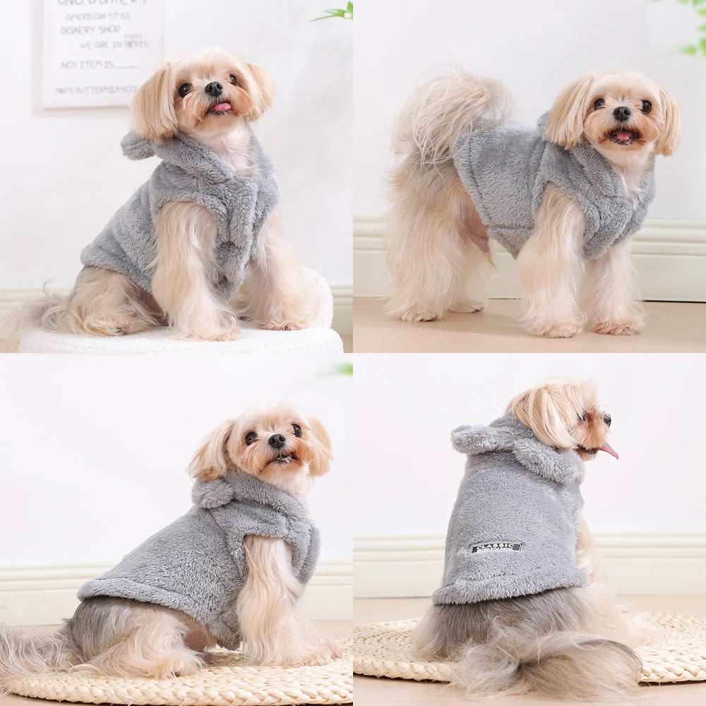 Cozy Fleece Dog Hoodie for Small and Medium Breeds