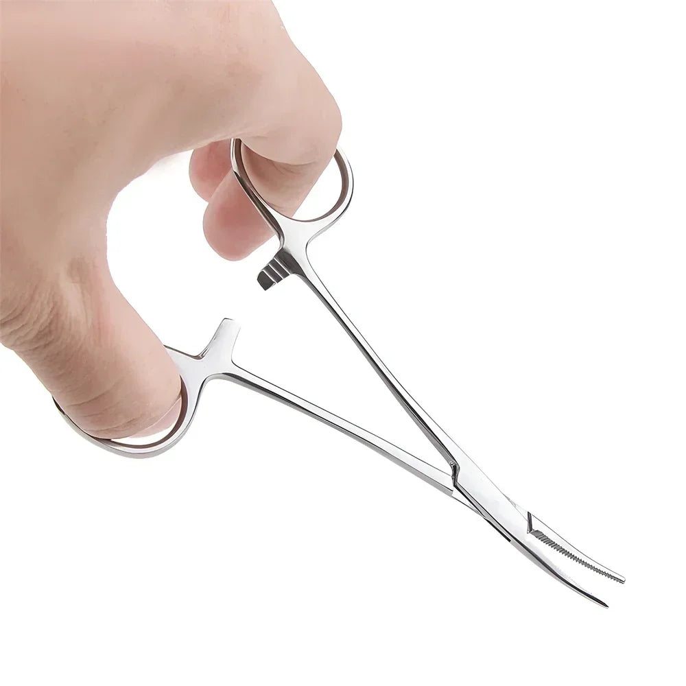 Stainless Steel Pet Grooming Tweezers with Curved Tip