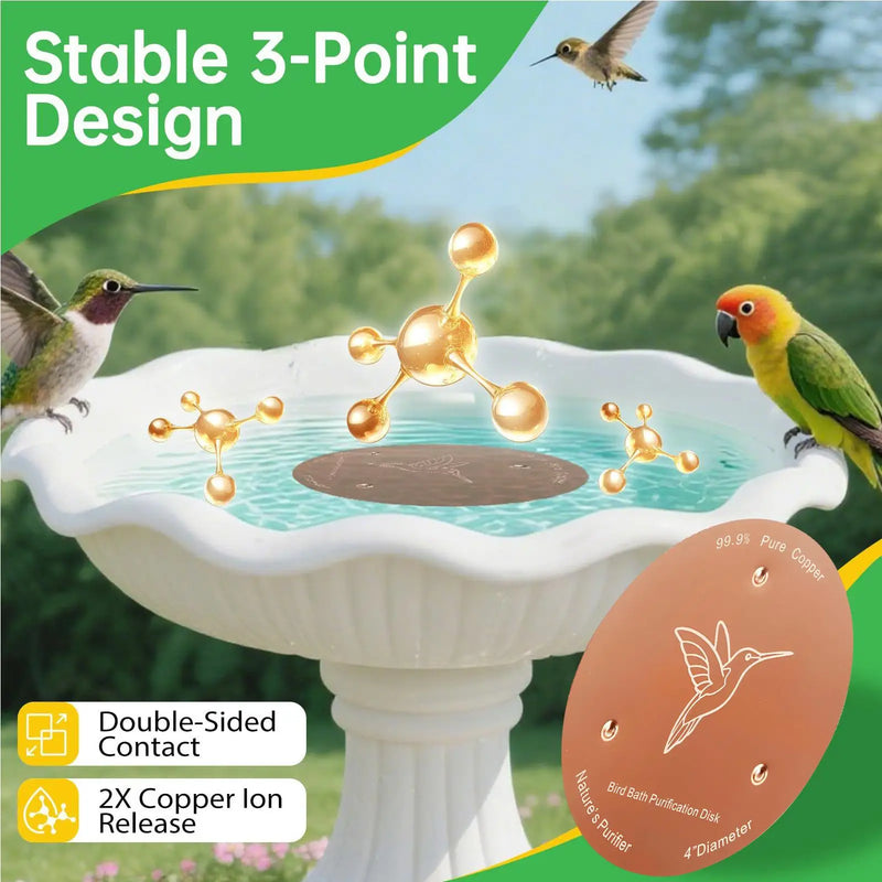 Disque de purification en cuivre naturel pour abreuvoir à oiseaux