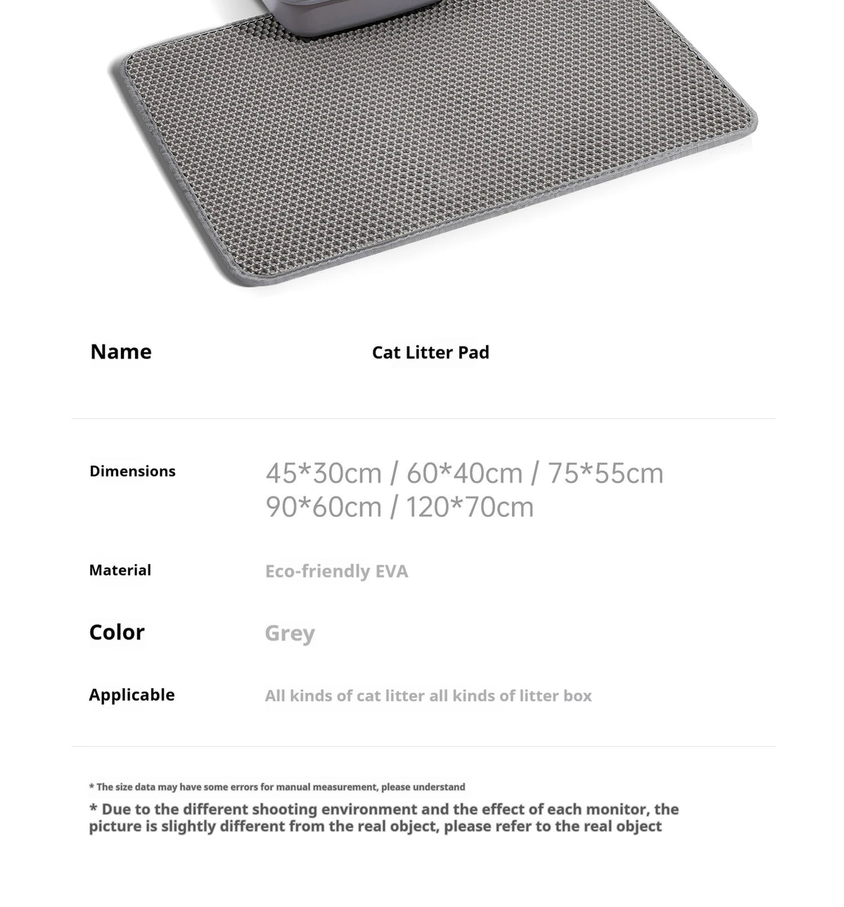 Waterproof Double-Layer Cat Litter Mat with Non-Slip Base