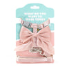 Pink satin bowknot cat harness and leash set with a matching pink collar