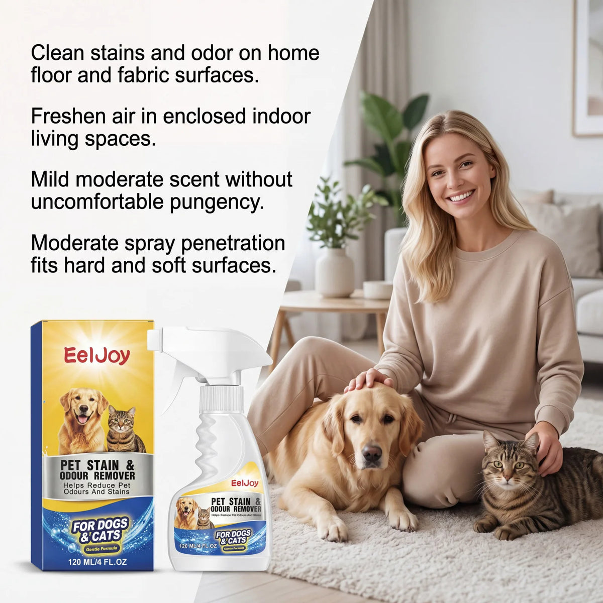Pet Stain & Odor Eliminator Spray with Fine Mist Nozzle
