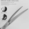Close-up of professional pet magic scissors showing before and after pruning of hair