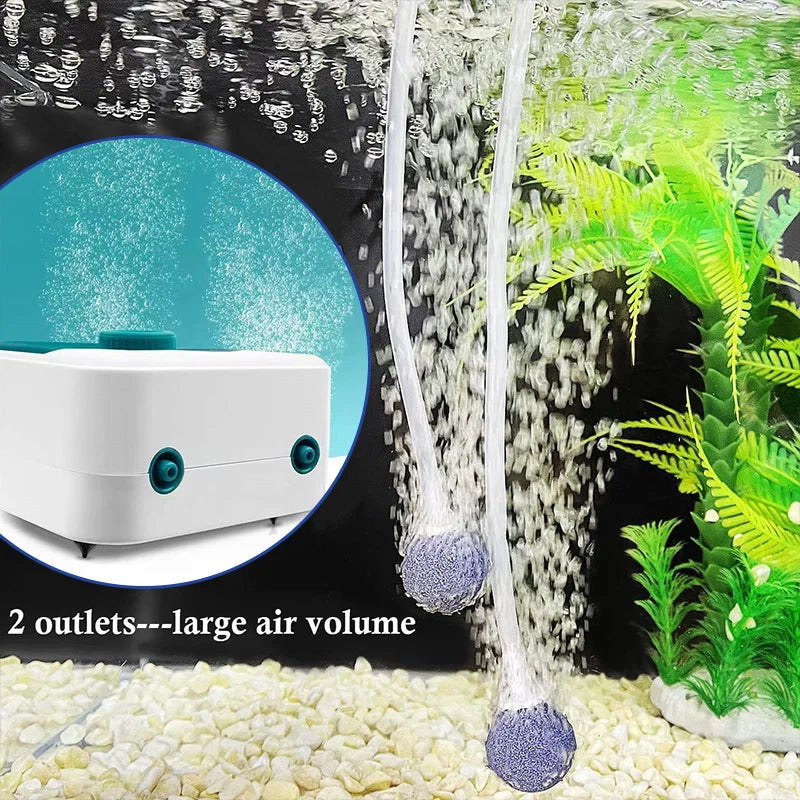 Adjustable Aquarium Air Pump with Powerful Oxygen Output