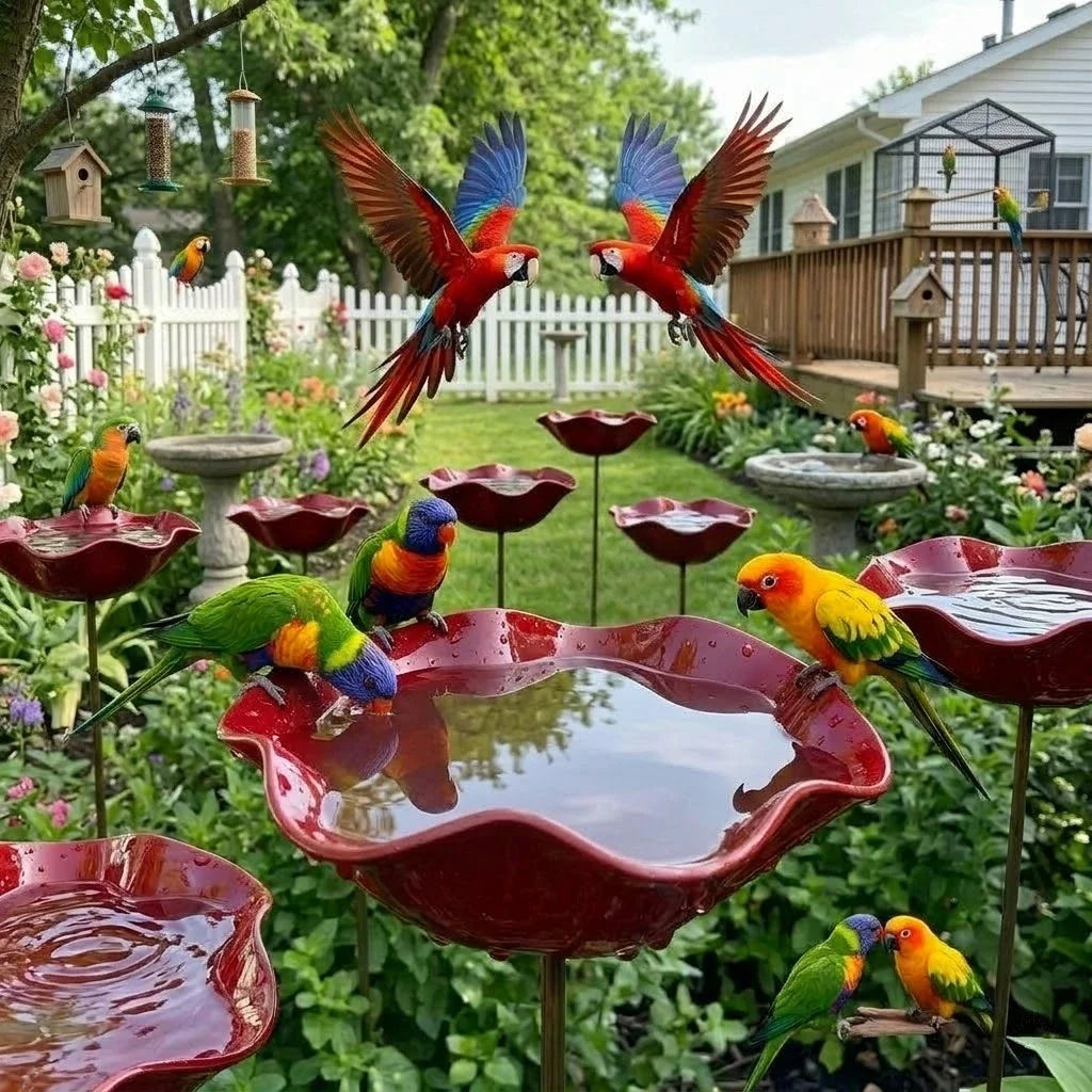 Decorative Flower Bird Feeder and Waterer for Garden