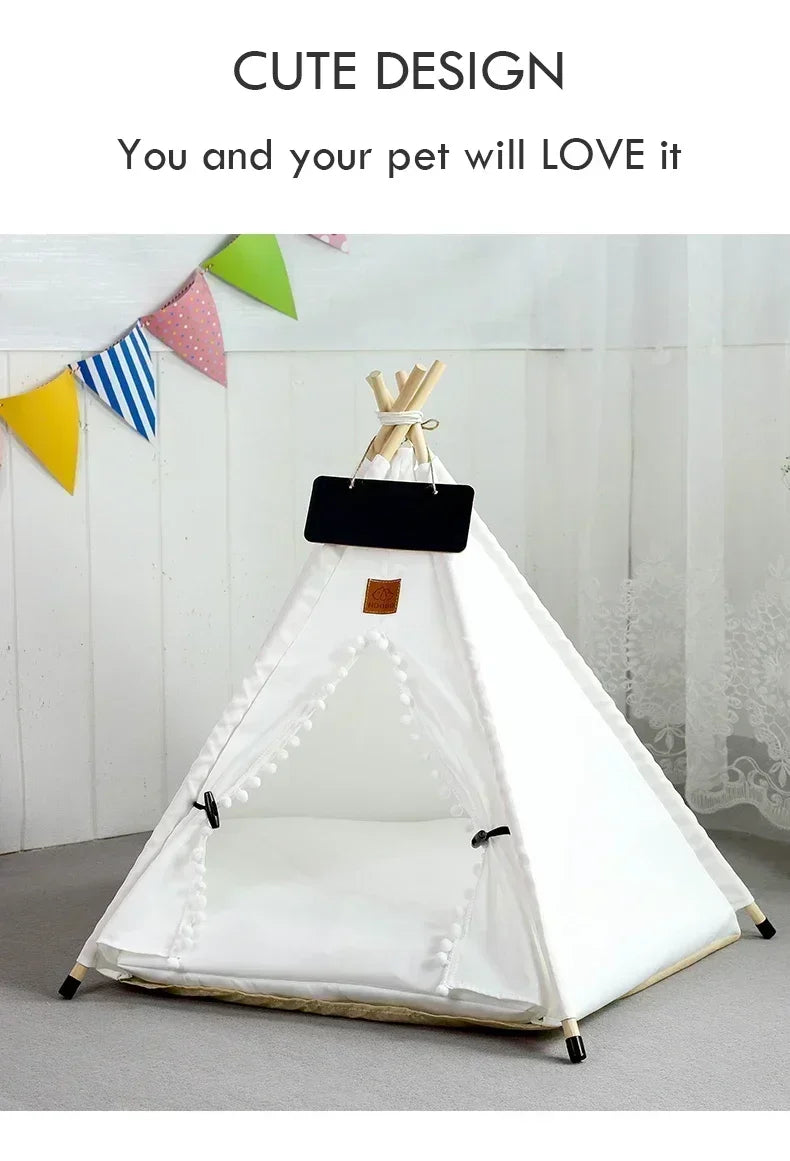 Pet Teepee Tent with Cushion and Personalization Board