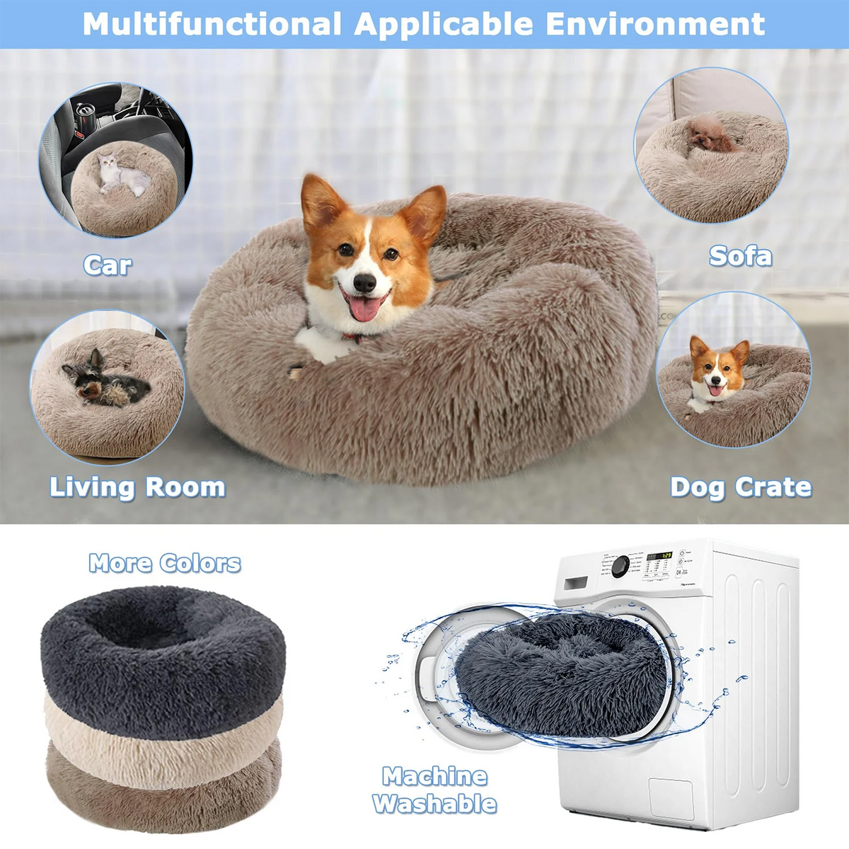 Ultra-Soft Plush Pet Bed for Dogs & Cats