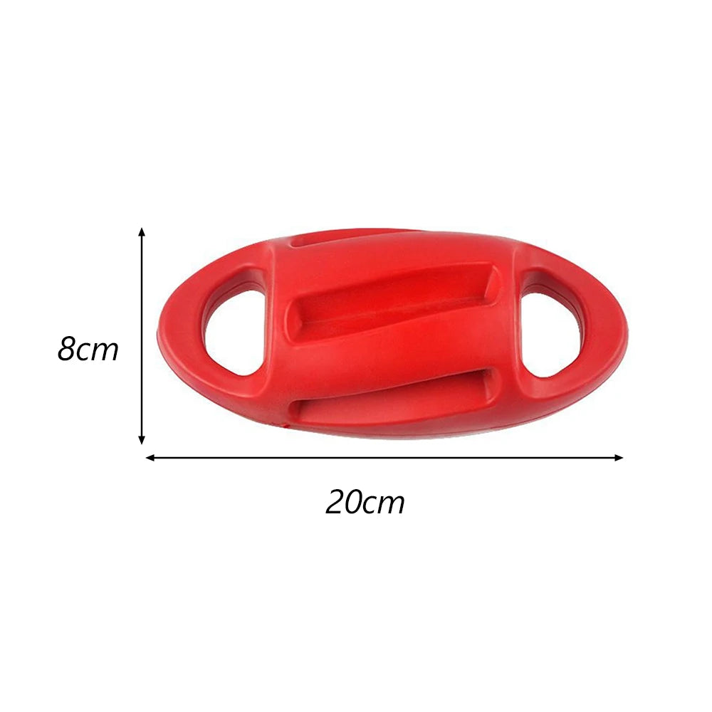 Red hexagonal TPR dog chew toy for dental health and interactive play