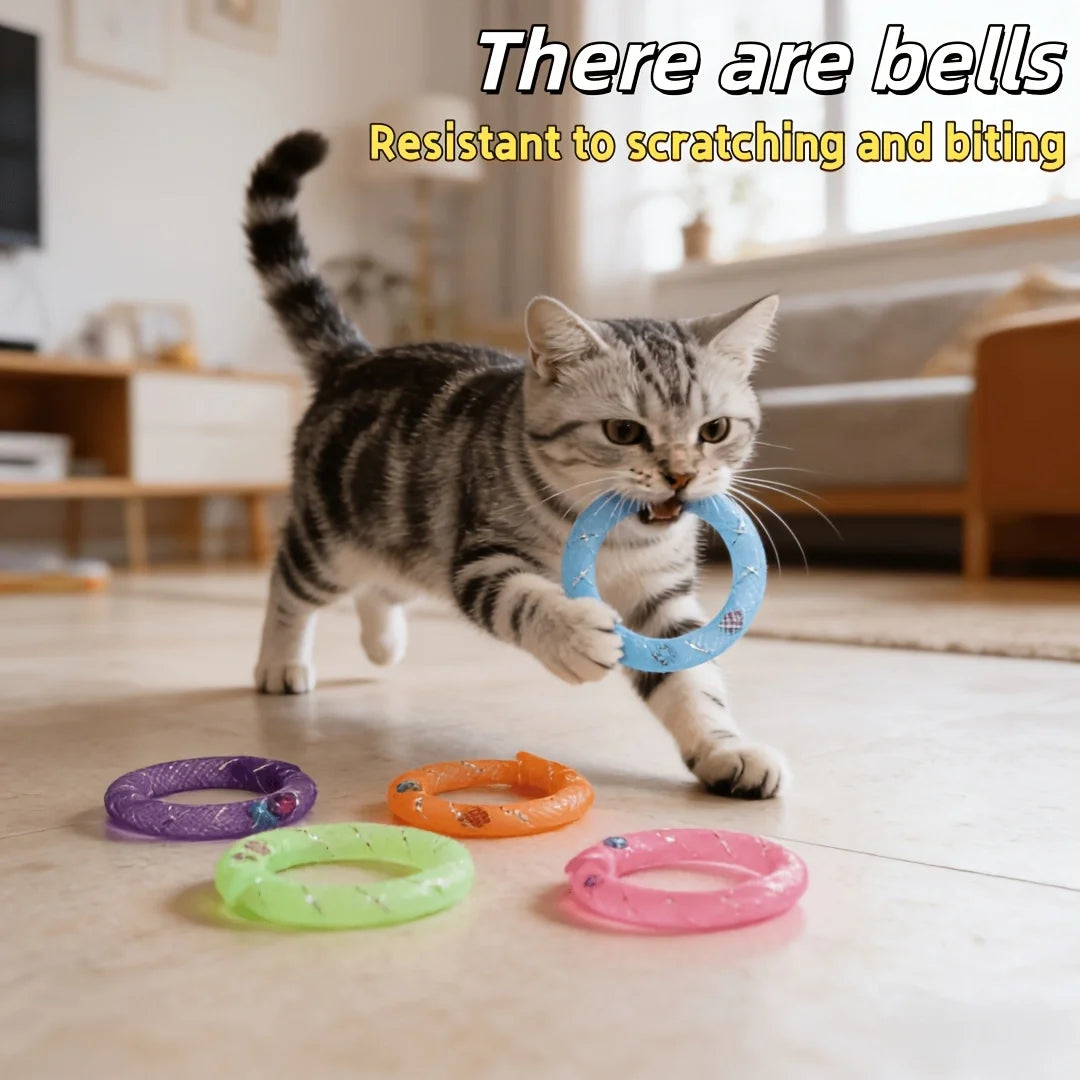 Soft Mesh Tube Cat Donut Toys with Bell - Interactive Chew & Play Set