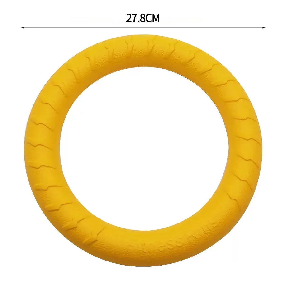 Yellow glowing rubber fetch ball for dogs with a 27.8cm diameter.