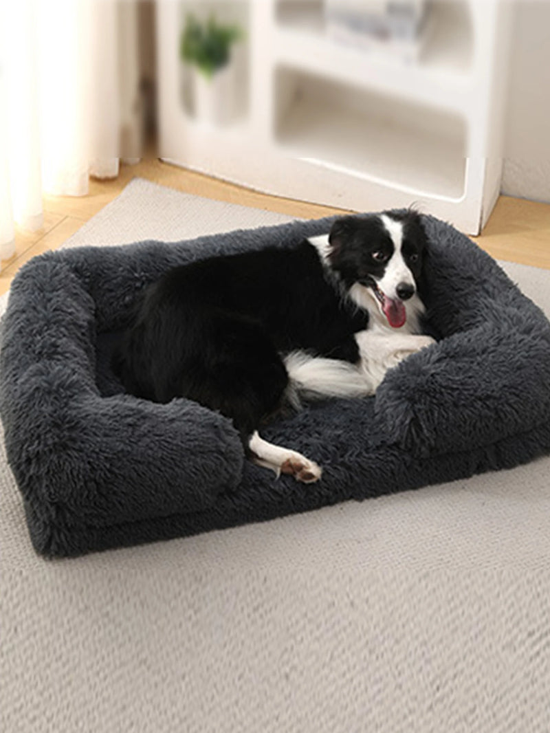 Cama de Plush Ortopédica para Perros con Borde