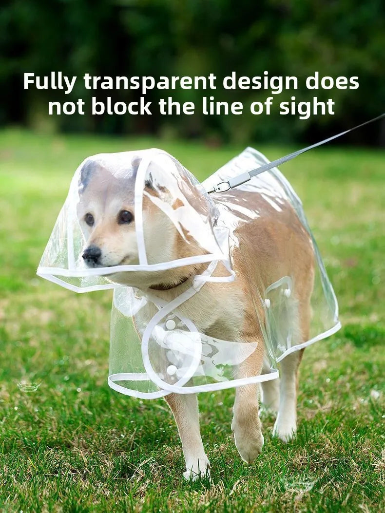 Clear Waterproof Dog Raincoat with Adjustable Hood