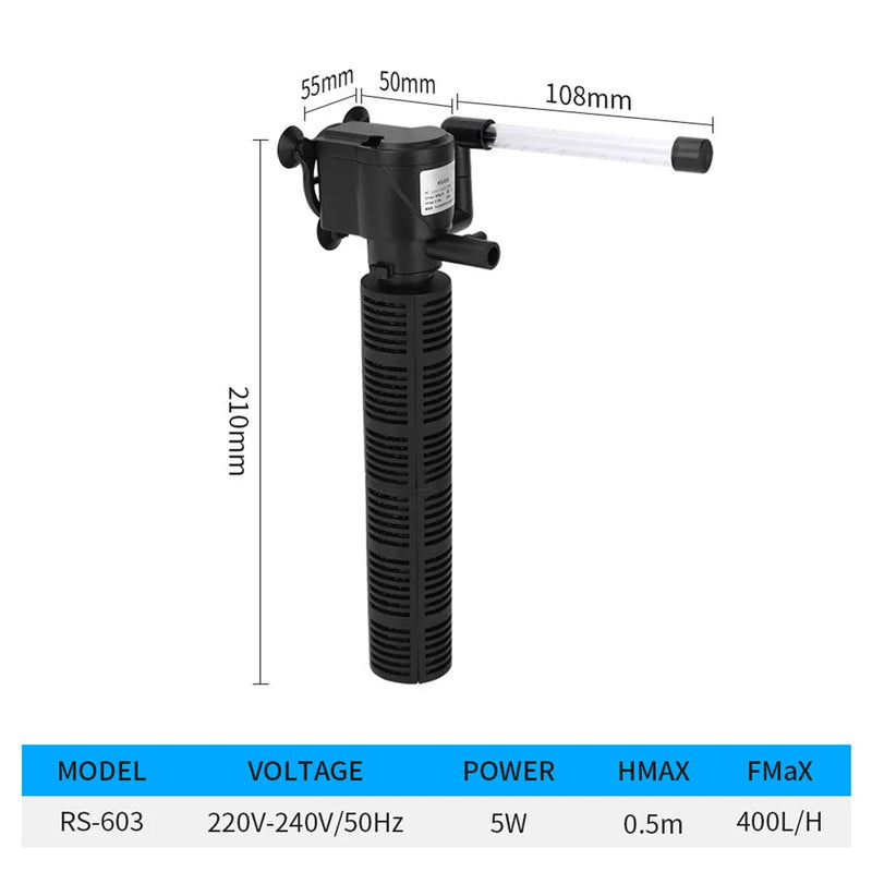 3-in-1 Silent Aquarium Filter & Pump