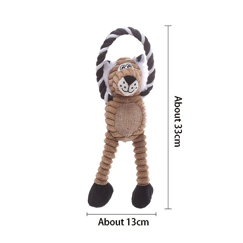 Plush Bone Squeaky Dog Toy for Teething and Play