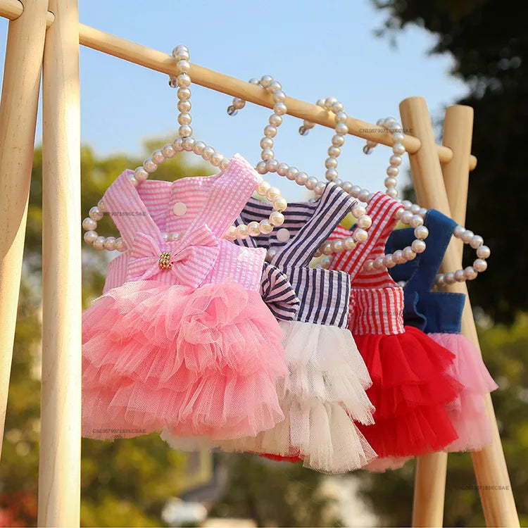 Vestido de Encaje a Rayas para Gatos y Perros