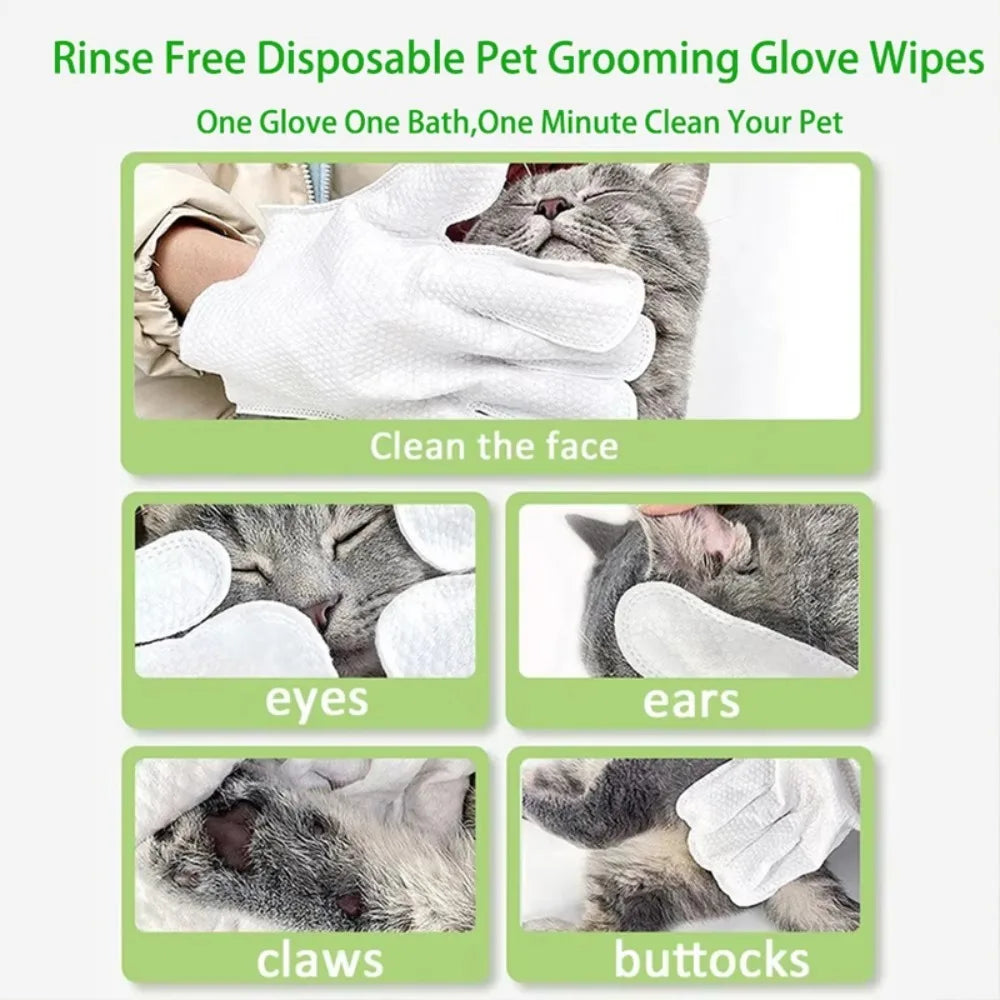 Gentle Pet Grooming Gloves with Disposable Wipes (6-Pack)