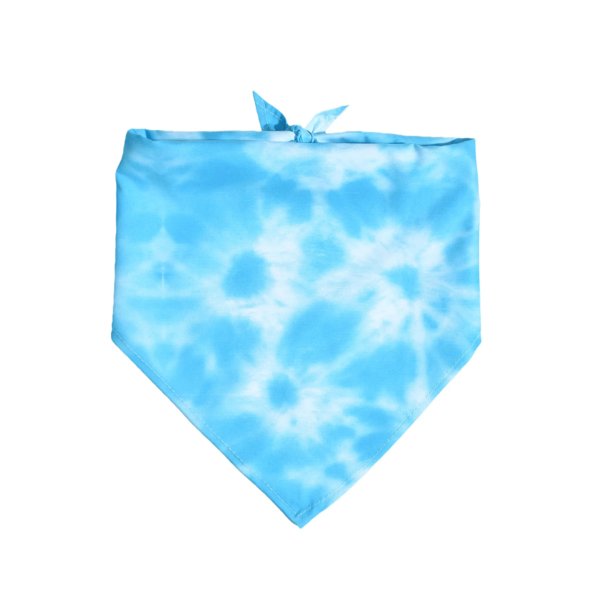 Light blue tie-dye bandana with a blue fabric tie at the top