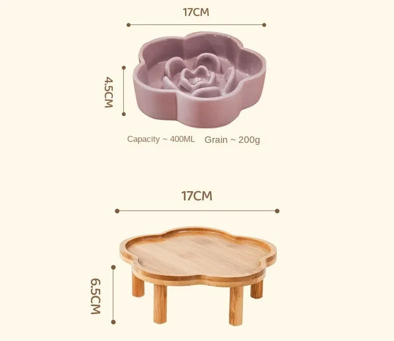 Ceramic Slow Feeder Bowl for Cats and Small Dogs