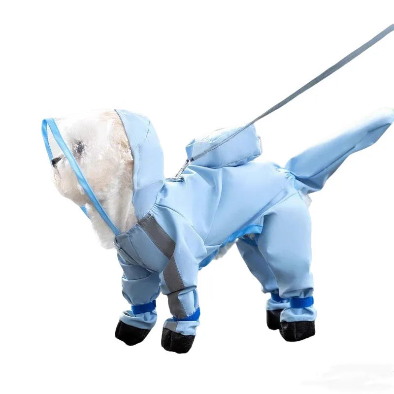 Small Dog Full-Body Raincoat with 4-Leg Coverage
