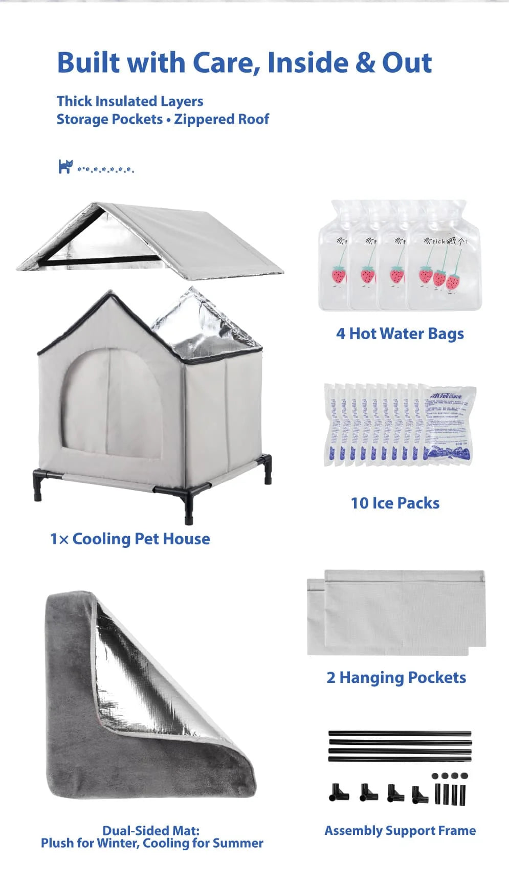All-Season Waterproof Foldable Cat House with Cooling & Warming Features