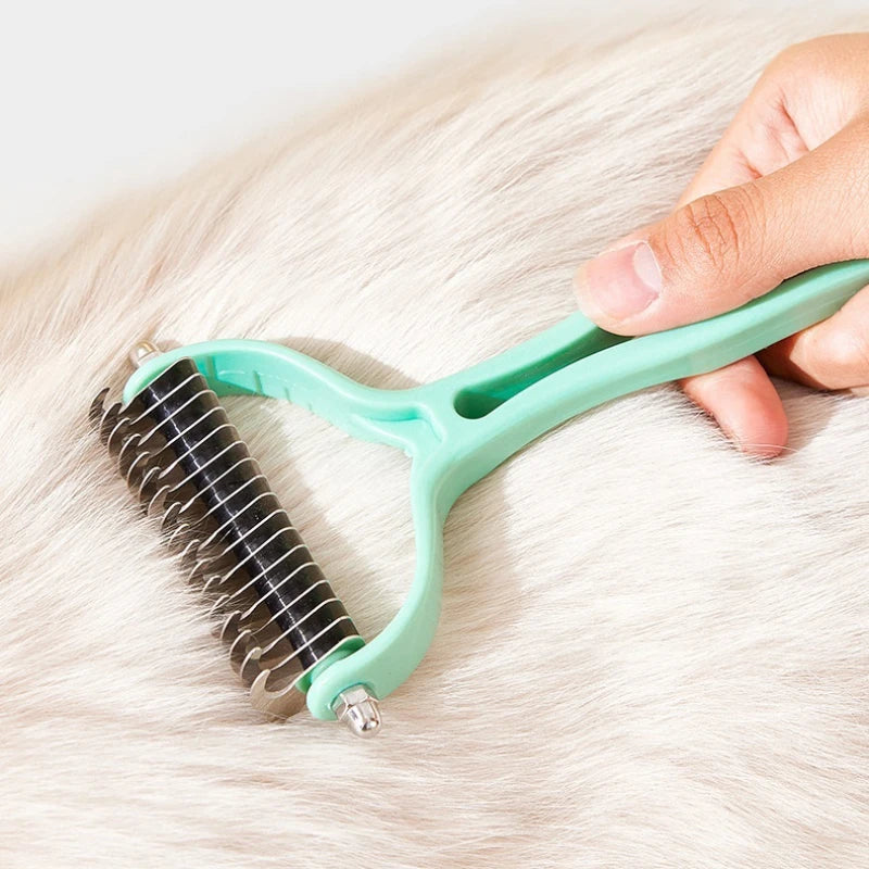 فرشاة تجميل الحيوانات الأليفة مزدوجة الجوانب