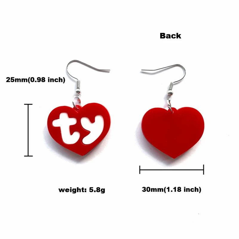 Acrylic Heart Drop Earrings with Letter Pendant