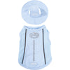 Light blue breathable mesh cooling vest for dogs and cats with a sun protection cap