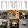 Multiple views of stainless steel roof and floor drain mesh covers for various applications.