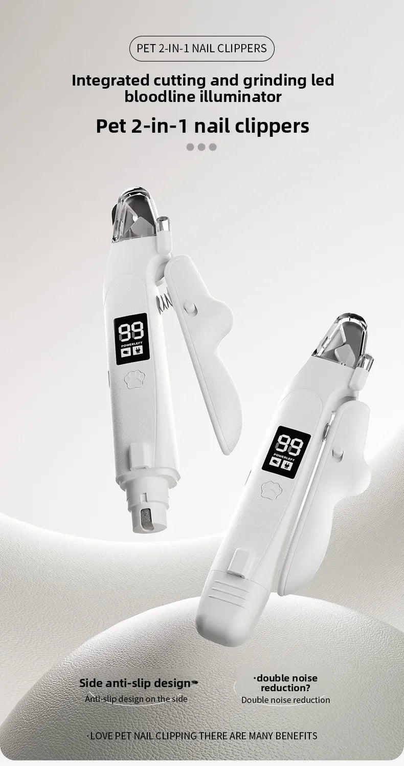 2-in-1 Pet Nail Clipper and Grinder with LED Light