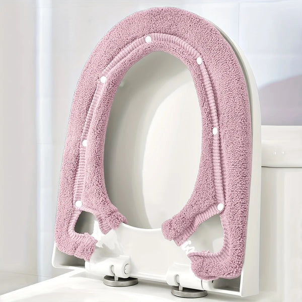 Plush Non-Slip Toilet Seat Cover with Thermal Fleece Lining