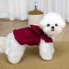 Vintage Corduroy Pet Dress with Bow and Ruffle Skirt