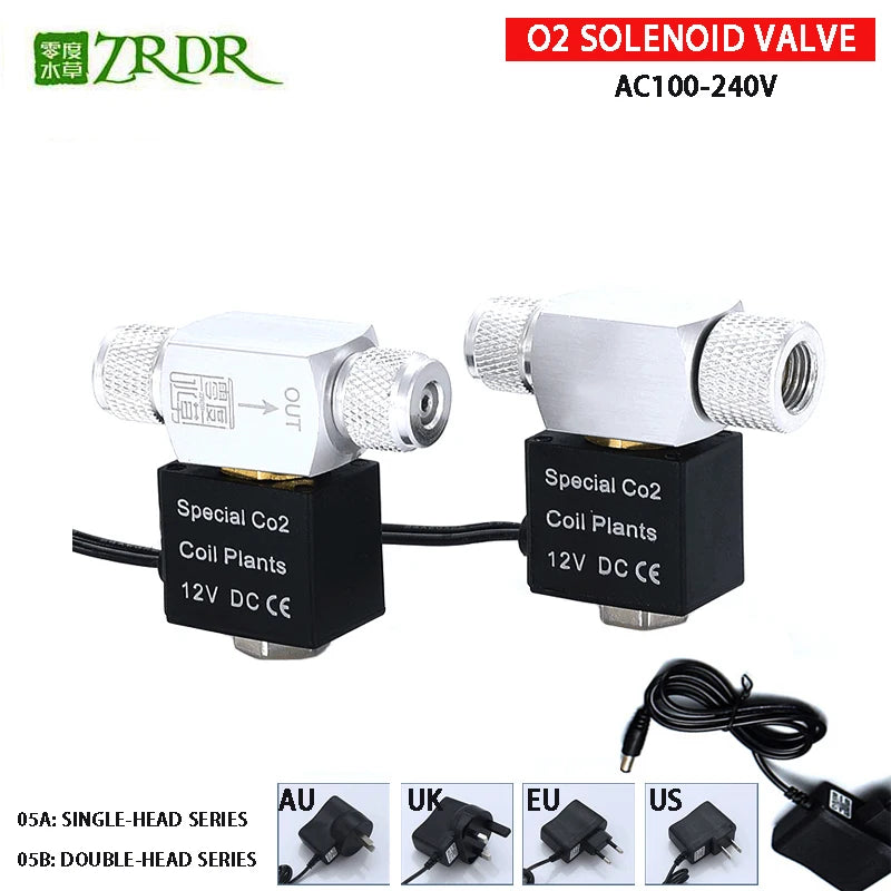 O2 solenoid valve AC100-240V with coil plants for aquarium use
